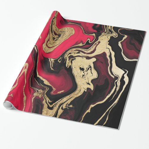 Luxury gold foil red black marble pattern wrapping paper