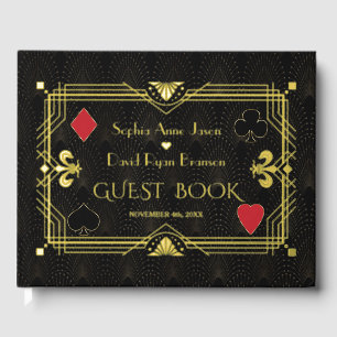 Luxury Gold Foil Roaring 20's Art Deco Wedding  Foil Guest Book