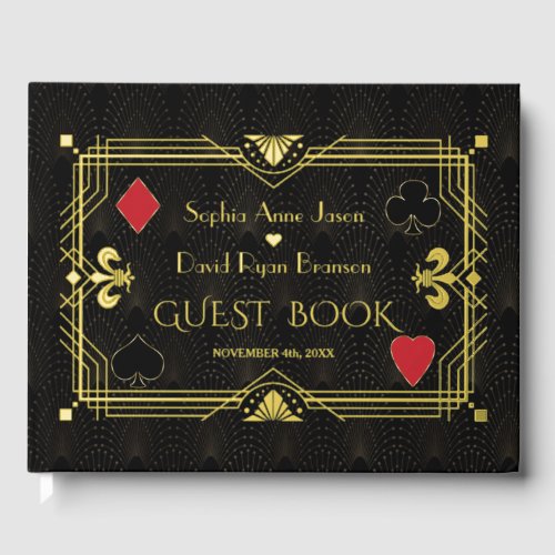 Luxury Gold Foil Roaring 20s Art Deco Wedding  Foil Guest Book