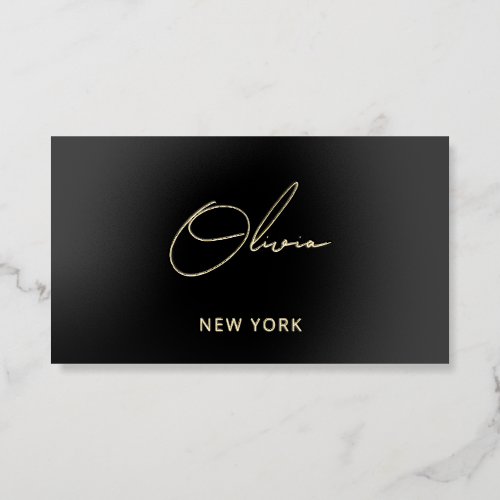 Luxury Gold Foil Signature Script Business Card