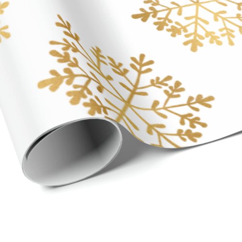 Luxury Gold Foil Snowflakes Pattern Holiday Gift Wrapping Paper