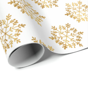 Luxury Gold Foil Snowflakes Pattern Holiday Gift Wrapping Paper