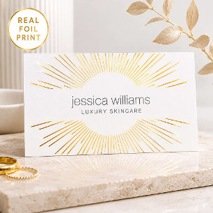 Luxury Gold Foil Sunburst Esthetician Spa Business Cards