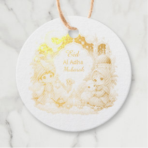 Luxury Gold Foil Whimsical Eid Aldha Mubarak Favor Tags