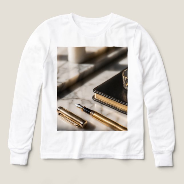 Luxury Gold Fountain Pen Desk! Tri-Blend Shirts (Design Front)