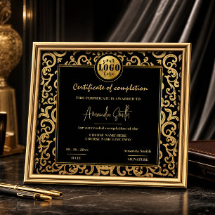 Luxury gold Frame Certificate of Completion Award Invitation