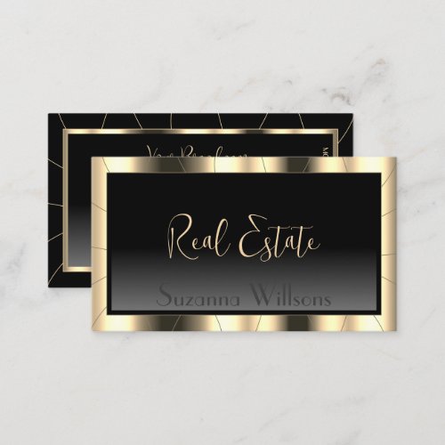 Luxury Gold Frame Dark Gradient Stylish Glamorous Business Card