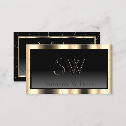 Luxury Gold Frame Dark Gradient with Monogram Business Card