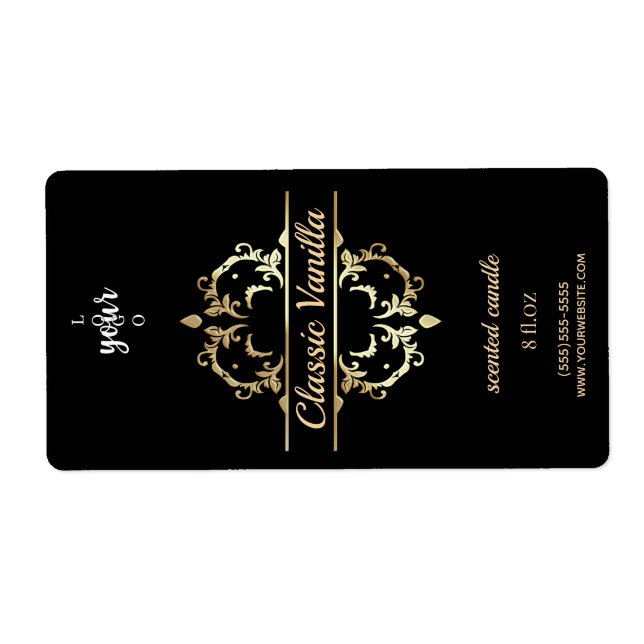 Luxury Gold Frame Vertical Scented Candle Label (Front)