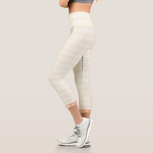 Luxury Gold Geometric Capri Yoga Leggings (Left)