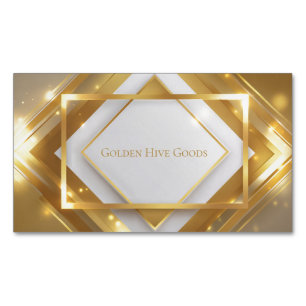 Luxury Gold Geometric Diamond Layered Frame Business Card Magnet