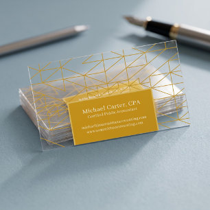 Luxury Gold Geometric Minimalist Modern Design Clear Business Cards