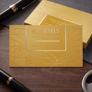 Luxury Gold Geometric Minimalist Modern Design Foil Spot Gloss Business Cards