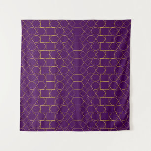 Luxury Gold Geometric on Royal Purple Tapestry