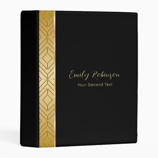 Luxury Gold Geometric Pattern Border Mini Binder (Front/Spine)