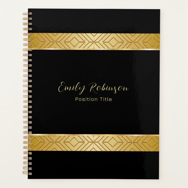 Luxury gold geometric pattern border notebook (Front)