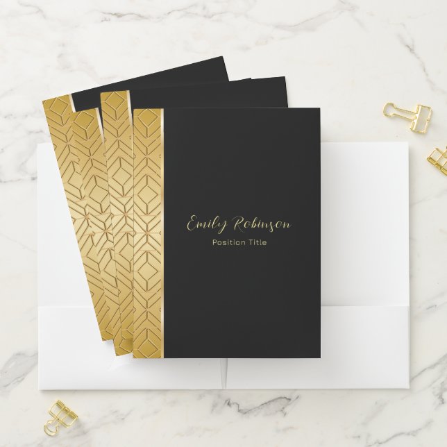 Luxury gold geometric pattern border pocket folder (In Situ)