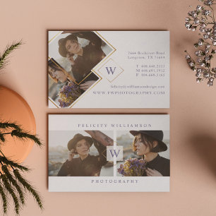 Luxury Gold Geometric Photo Frame & Monogram Business Card