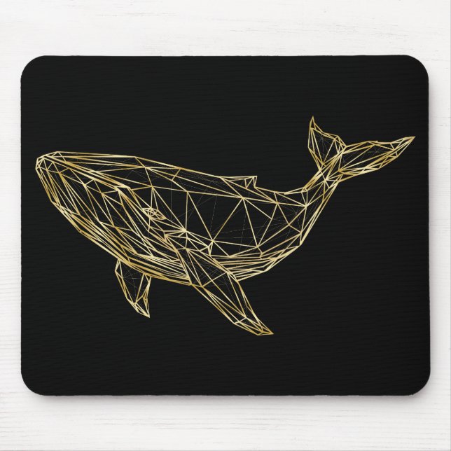 Luxury Gold Geometric Whale Mouse Pad (Front)