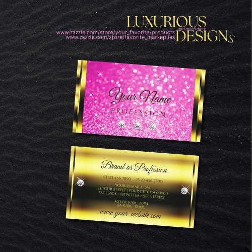 Luxury Gold Girly Pink Glitter Sparkle Stars Jewel Business Card