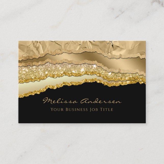 Luxury Gold Glam Glitter Foil Torn Edges  Business Card (Front)