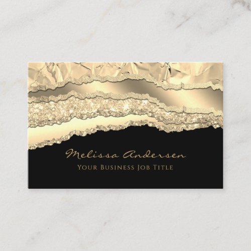 Luxury Gold Glam Glitter Foil Torn Edges Business Card