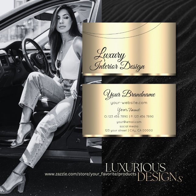 Luxury Gold Glamorous Professional and Simple Business Card (Creator Uploaded)