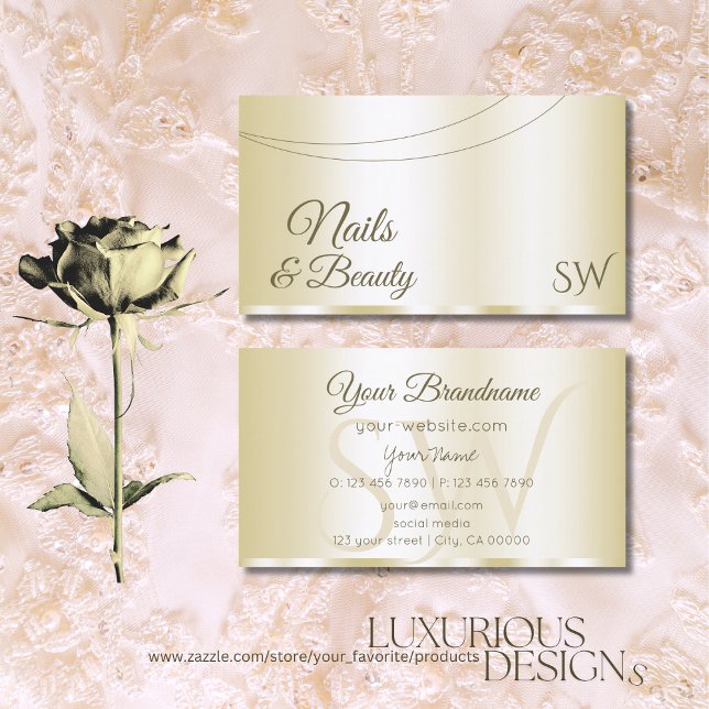 Luxury Gold Glamorous with Initials Professional Business Card (Creator Uploaded)