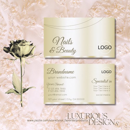 Luxury Gold Glamorous with Logo Professional Business Card