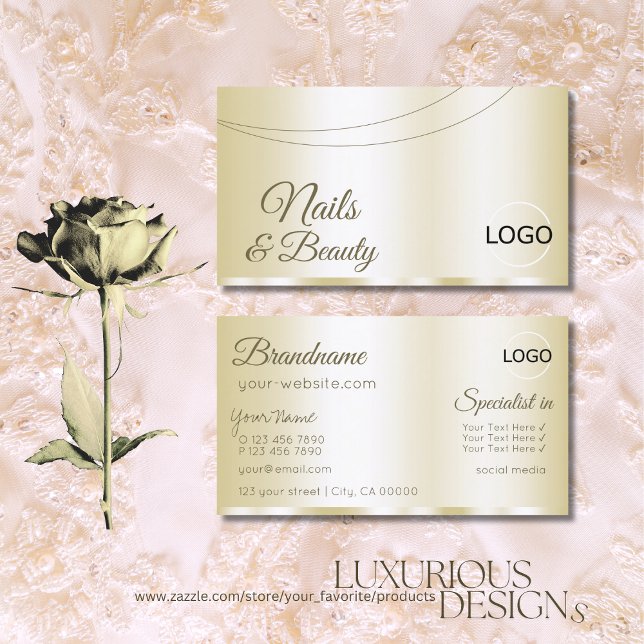 Luxury Gold Glamorous with Logo Professional Business Card (Creator Uploaded)
