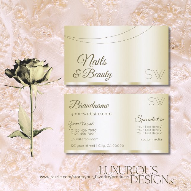 Luxury Gold Glamorous with Monogram Professional Business Card (Creator Uploaded)