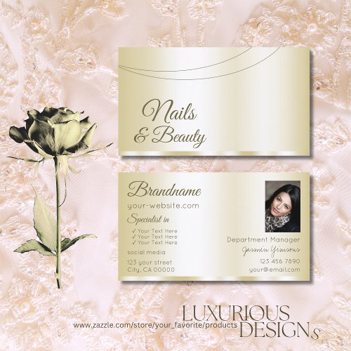 Luxury Gold Glamorous with Photo Professional Business Card