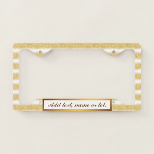 Luxury Gold Glitter Add Your Text Modern Gift License Plate Frame