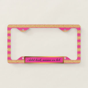 Luxury Gold Glitter Add Your Text Modern Gift License Plate Frame
