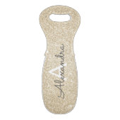 Luxury Gold Glitter and Sparkle Monogram Wine Bag (Front Flat)