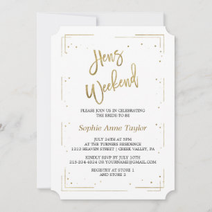 Luxury Gold Glitter Bachelorette Weekend Invitation