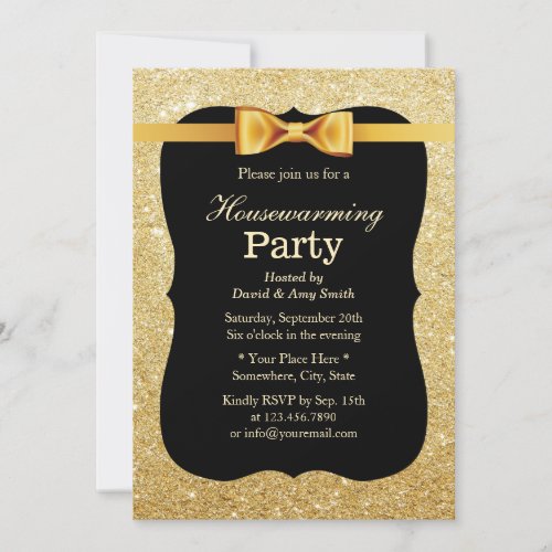 Luxury Gold Glitter Background Housewarming Party Invitation