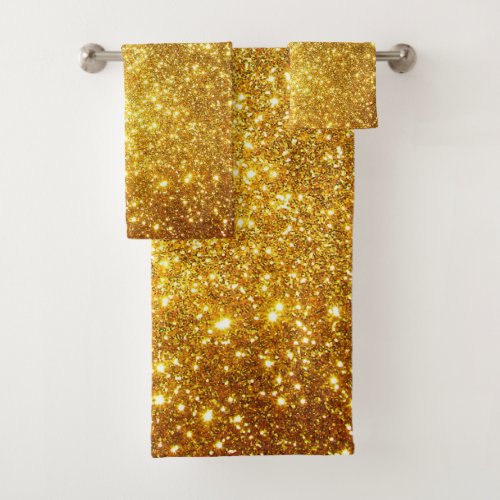 Luxury Gold Glitter Bath Towel Set