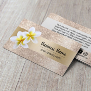 Luxury Gold Glitter Beach Flower Beauty Salon Spa Business Card