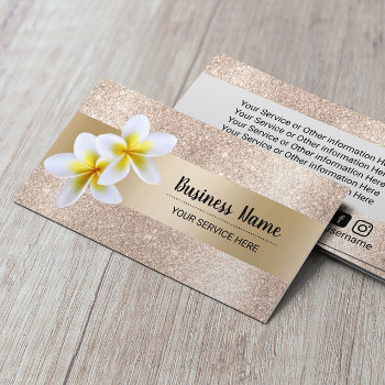 Luxury Gold Glitter Beach Flower Beauty Salon Spa Business Card by cardfactory at Zazzle