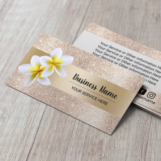Luxury Gold Glitter Beach Flower Beauty Salon Spa Business Card (Creator Uploaded)