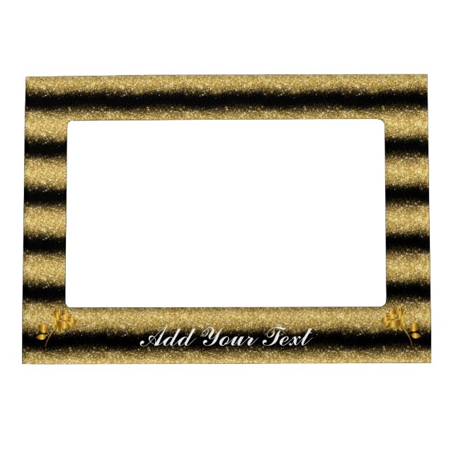 Luxury Gold Glitter Black Floral Gift Magnetic Frame (Front)
