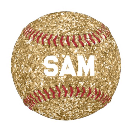Luxury Gold Glitter Bold Sport Monogram Baseball