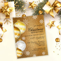 Luxury Gold Glitter Christmas Party Invitation Postcard