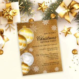Luxury Gold Glitter Christmas Party Invitation Postcard