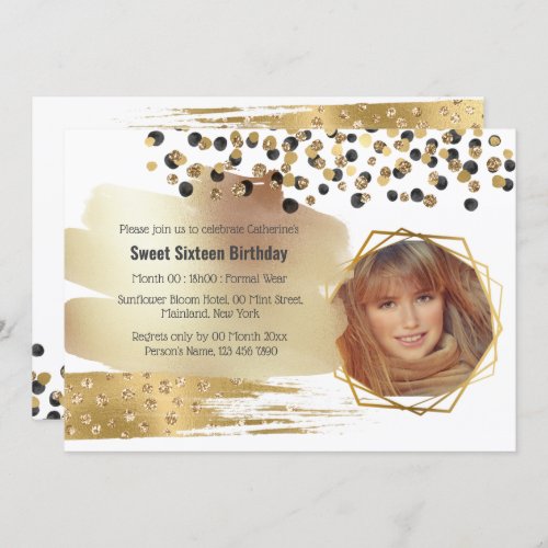 Luxury Gold glitter confetti birthday party Invitation