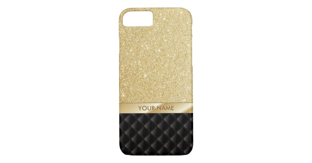 Luxury Gold Glitter Custom Name iPhone 7 case | Zazzle