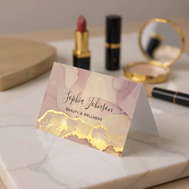 Luxury Gold Glitter Customizable Makeup Artist Car Business Card (Luxury Gold Glitter - Front)