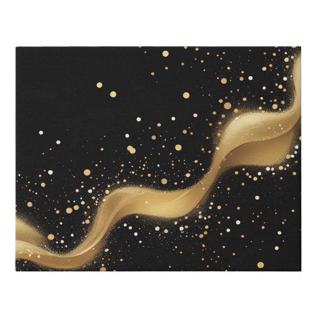 Luxury Gold Glitter Dust Abstract Art Faux Canvas Print (Front)