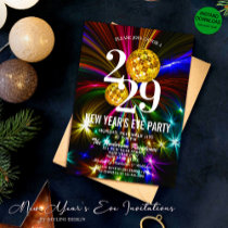 Luxury Gold Glitter Fireworks New Year's Eve Party Invitation